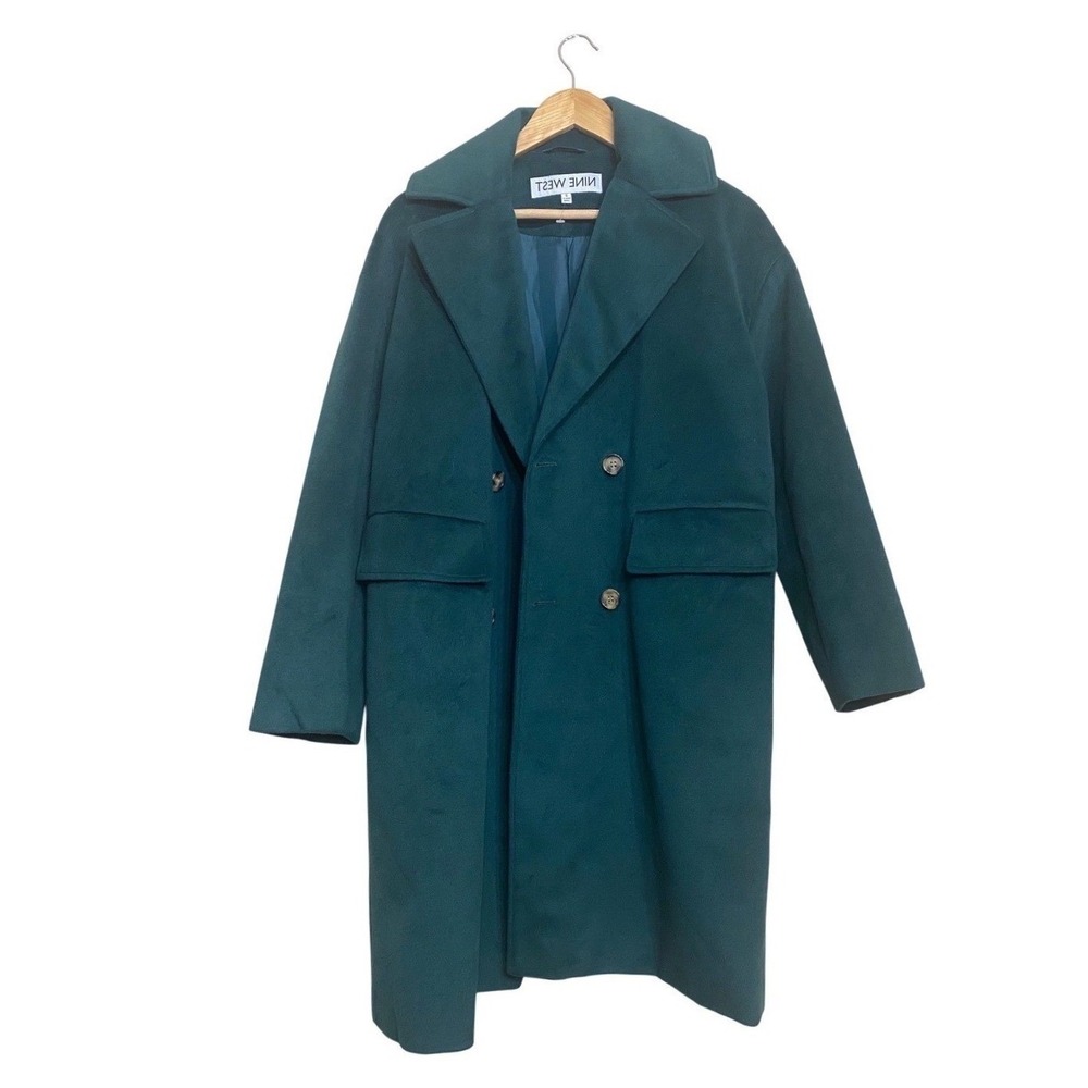 Nine West Womens Double Breasted Longline Overcoat Teal Green Size S‎ RN50411